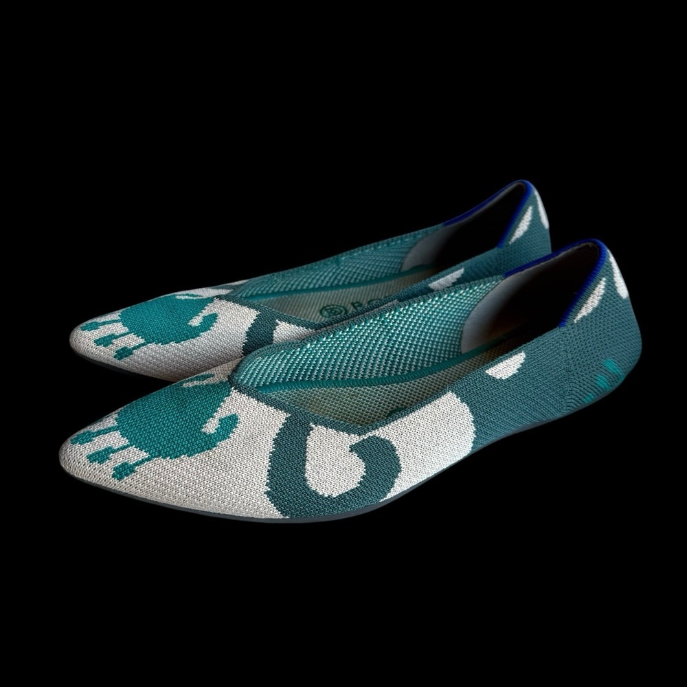 Rothy's The Point Pointed Toe Ballet Flats Moroccan Green Womens 8 Retired Rare